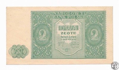 Banknot 2 złote 1946 (UNC-) PIĘKNY