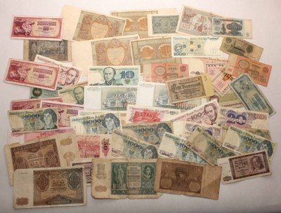 DUŻY zestaw ŚWIAT różne banknoty 57 sztuki