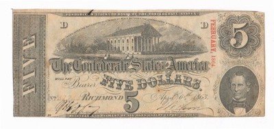 USA Confeder. Richmond 5 dolarów 1863 st. 3+
