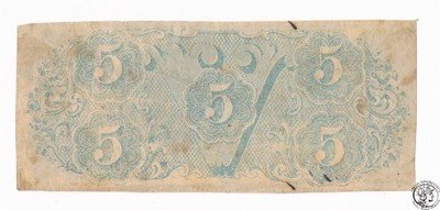 USA Confeder. Richmond 5 dolarów 1863 st. 3+