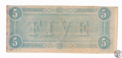 USA Confeder. Richmond 5 dolarów 1864 st. 2+
