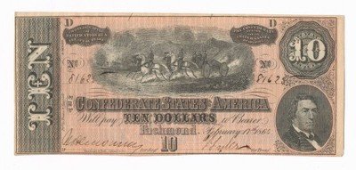 USA Confeder. Richmond 10 dolarów 1864 st. 3+