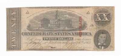 USA Confeder. Richmond 20 dolarów 1863 st. 3