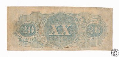 USA Confeder. Richmond 20 dolarów 1863 st. 3
