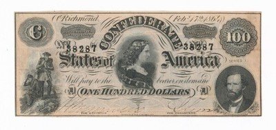 USA Confeder. Richmond 100 dolarów 1864 st 1 (UNC)