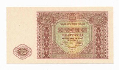 RZADKI Banknot 10 złotych 1946 (UNC) IDEALNY