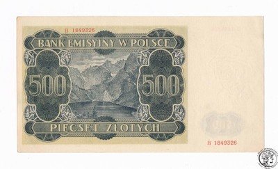 Banknot GÓRAL 500 złotych 1940 (UNC-) PIĘKNY