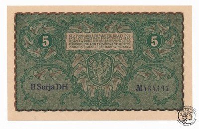 Banknot 5 marek polskich 1919 (UNC) PIĘKNY