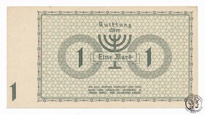 Getto Łódź 1 Marka 1940 Odmiana 6 cyfr UNC PIĘKNE