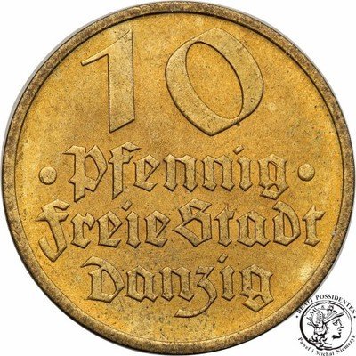 W. M. Gdańsk Danzig 10 Fenigów 1932 st.1 PIĘKNE