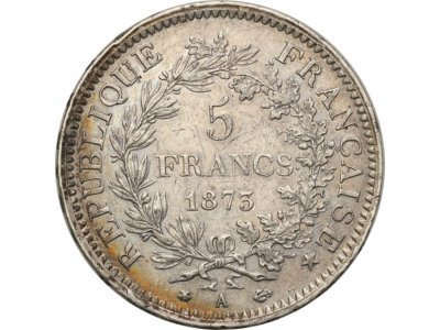 Francja 5 franków 1873 A Paris st.3+