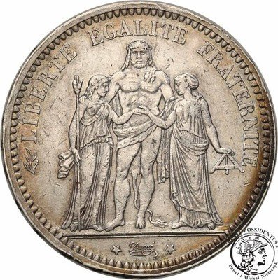 Francja 5 franków 1873 A Paris st.3+