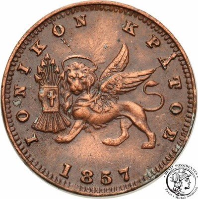 Wyspy Jońskie / Ionian 1 leptor 1857 st.3+ RZADKIE