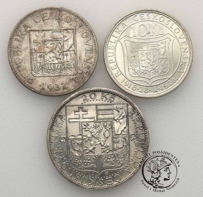 Czechosłowacja 10-20 Koron 1932-1937 3 szt st.2/3+