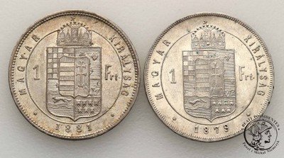 Węgry 1 forint 1879 + 1881 lot 2 szt. st.1- PIĘKNE