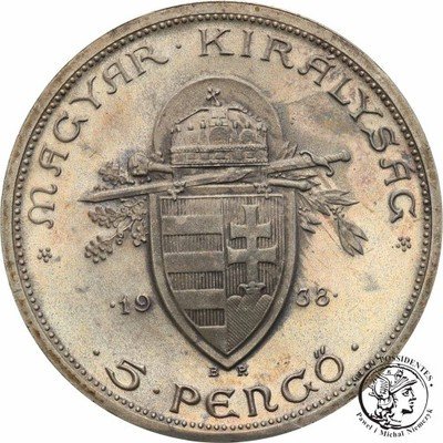 Węgry 5 Pengo 1938 st.1 PIĘKNE