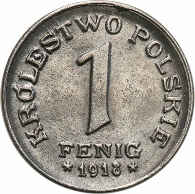 Królestwo Polskie 1 fenig 1918 st. 1 PIĘKNE