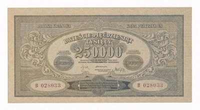 RZADKIE 250.000 marek polskich 1923 UNC- PIĘKNE