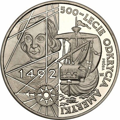 PRÓBA Nikiel 200 000 zł 1992 Odkrycie Ameryki st.L