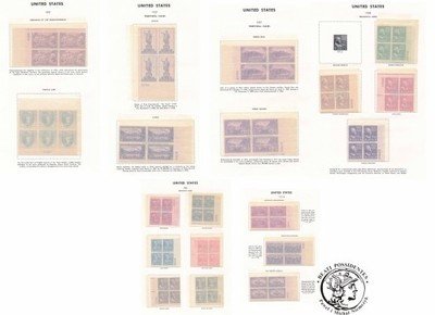 USA znaczki pocztowe 1936-37 zestaw 10 arkuszy