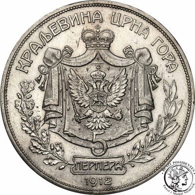 Czarnogóra Montenegro 5 Perpera 1912 st. 3+