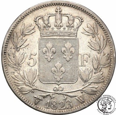 Francja 5 franków 1823 W Lille st. 3