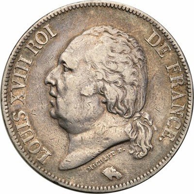Francja 5 franków 1824 A Paris st. 3+