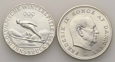 Dania + Austria monety srebrne lot 2 szt st. 1