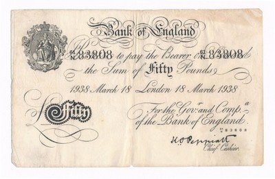 50 funtów 1938 fałszerstwo III Rzeszy st3+ RZADKIE