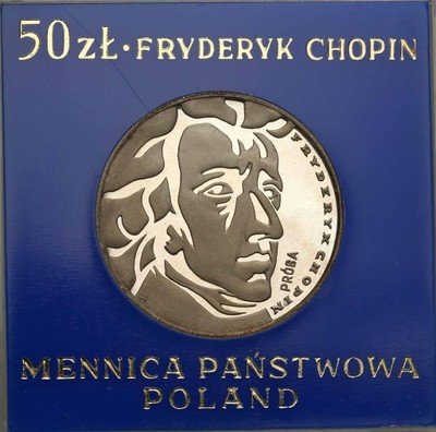 PRÓBA SREBRO 50 złotych 1972 Chopin st.L