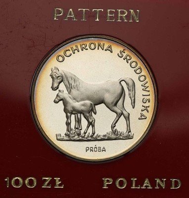 PRÓBA Srebro 100 złotych 1981 Konie st.L