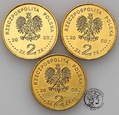 2 złote 2000 Jan II Kazimierz zestaw 3 szt. st.1