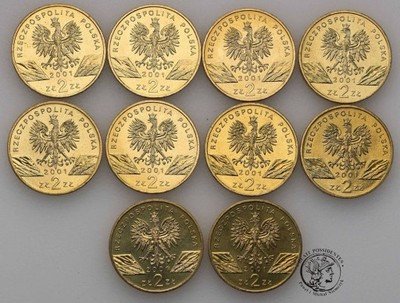 2 złote 2001 Paź Królowej zestaw 10 sztuk st.1