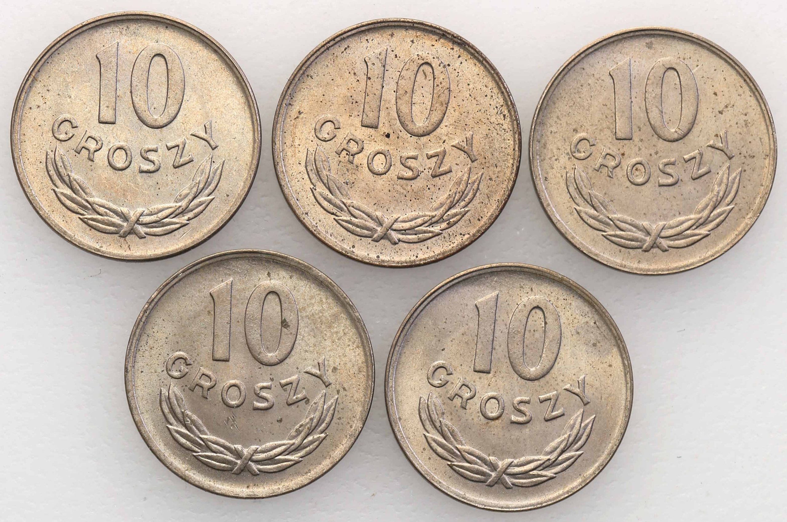 10 groszy 1949 CuNi zestaw 5 sztuk st.1 PIĘKNE