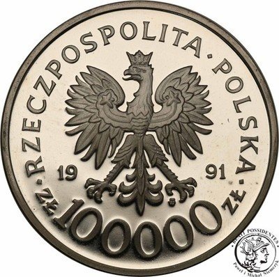 100 000 złotych 1991 Hubal st.L/L-