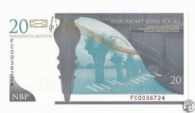 Banknot 20 złotych 2009 Fryderyk Chopin UNC st.1