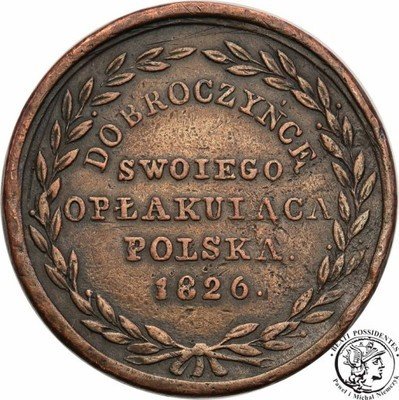 Medal 1826 Polska opłakująca dobroczyńcę swojego