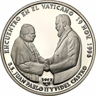 Kuba 10 Pesos 1997 Jan Paweł II i Fidel Castro stL