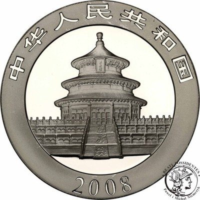 Chiny 10 Yuan 2008 Panda uncja srebra st.L
