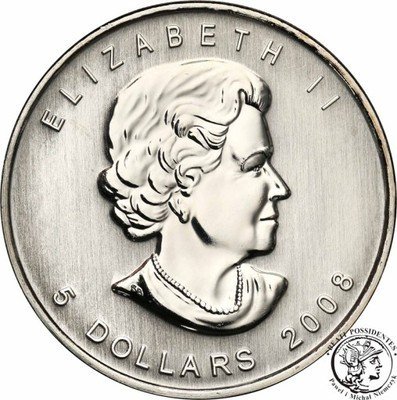 Kanada 5 dolarów 2008 uncja czystego srebra st.1