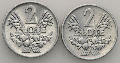 2 złote 1960-73 jagódki aluminium 2 szt. st.1/1-