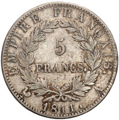 Francja 5 Franków 1811 A Napoleon I st.3