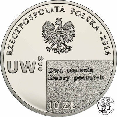 10 złotych 2016 Uniwersytet Warszawski st.L