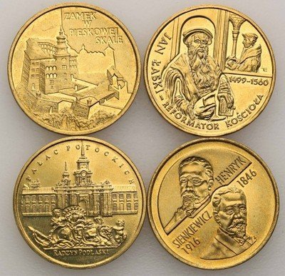Zestaw 4 szt x 2 złote 1996-1999 RÓŻNE GN st. 1