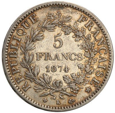 Francja 5 franków 1874 K st.3