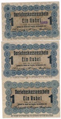 OST Poznań 1 Rubel 1916 lot 3 szt. st.3