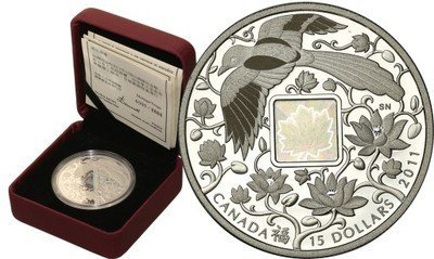 Kanada 15 dolarów 2011 Klon Szczęścia hologram stL