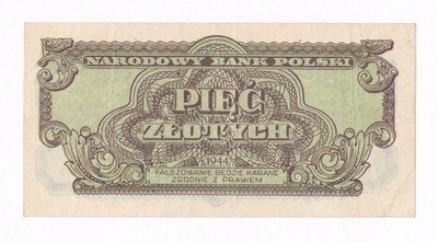 Banknot 5 złotych 1944 ...owym st.3