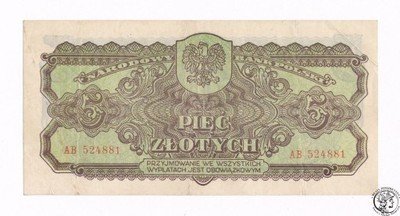 Banknot 5 złotych 1944 ...owym st.3