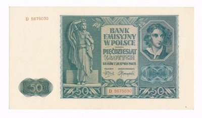 Banknot 50 złotych 1941 D (UNC) PIĘKNY